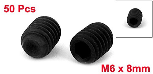 uxcell M6 x 8mm 1mm Pitch Hex Socket Set Cup Point Grub Screws Black 50pcs