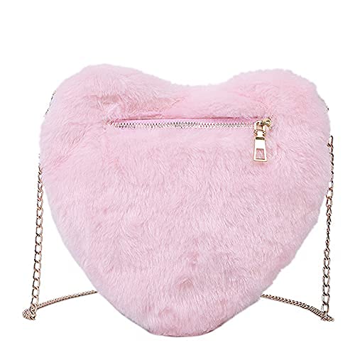 SQUICKLE Cute Heart Shape Sling Bags with Shoulder Chain//Cross body Side Purse for Girls//Hand Bag//Plush Soft Purse For Girls (Multicolor)