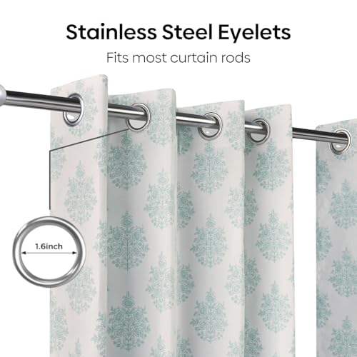 Image of haus & kinder Digital Printed Cotton Door Curtains 7 Feet Long Pack of 2 Door Curtains, 7 Feet Curtains for Door (Ciel Botanique, Blue 130x213 CM)