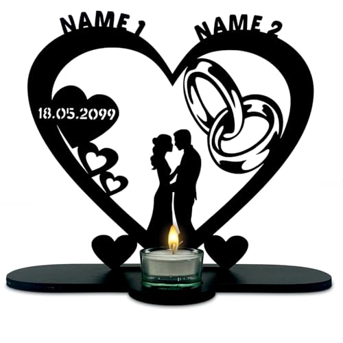 Leongeschenke personalisierter Herz Teelichthalter mit Namen