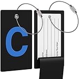 Luggage Tag Initial Bag Tag - Fully Bendable Tag w/Stainless Steel Loop