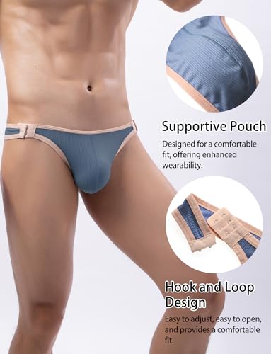 FEOYA Men Sexy G-String Thong Adjustable Waist Low Rise Underwear Quick Drying Supportive Bulge Pouch T-Back Thong3