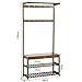 Produktbild Garderobe Garderobenständer Kleiderständer Mit Schublade Kleiderbügel Schuhbank Schuhregal Organisationsregal Bambus für Schlafzimmer Wohnzimmer braun (C)