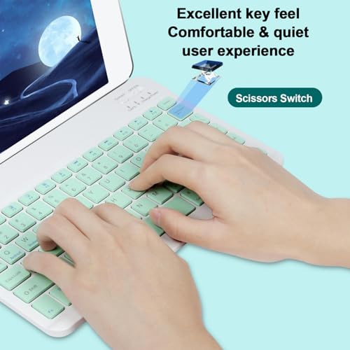Image of Bluetooth Keyboard and Mouse Combo Ultra-Slim Portable Rechargeable Compact Wireless Mouse Keyboard Set for Pad /iPad Pro /iPad Mini /iPad Air Mac OS,Android Windows iOS and Above(Green)
