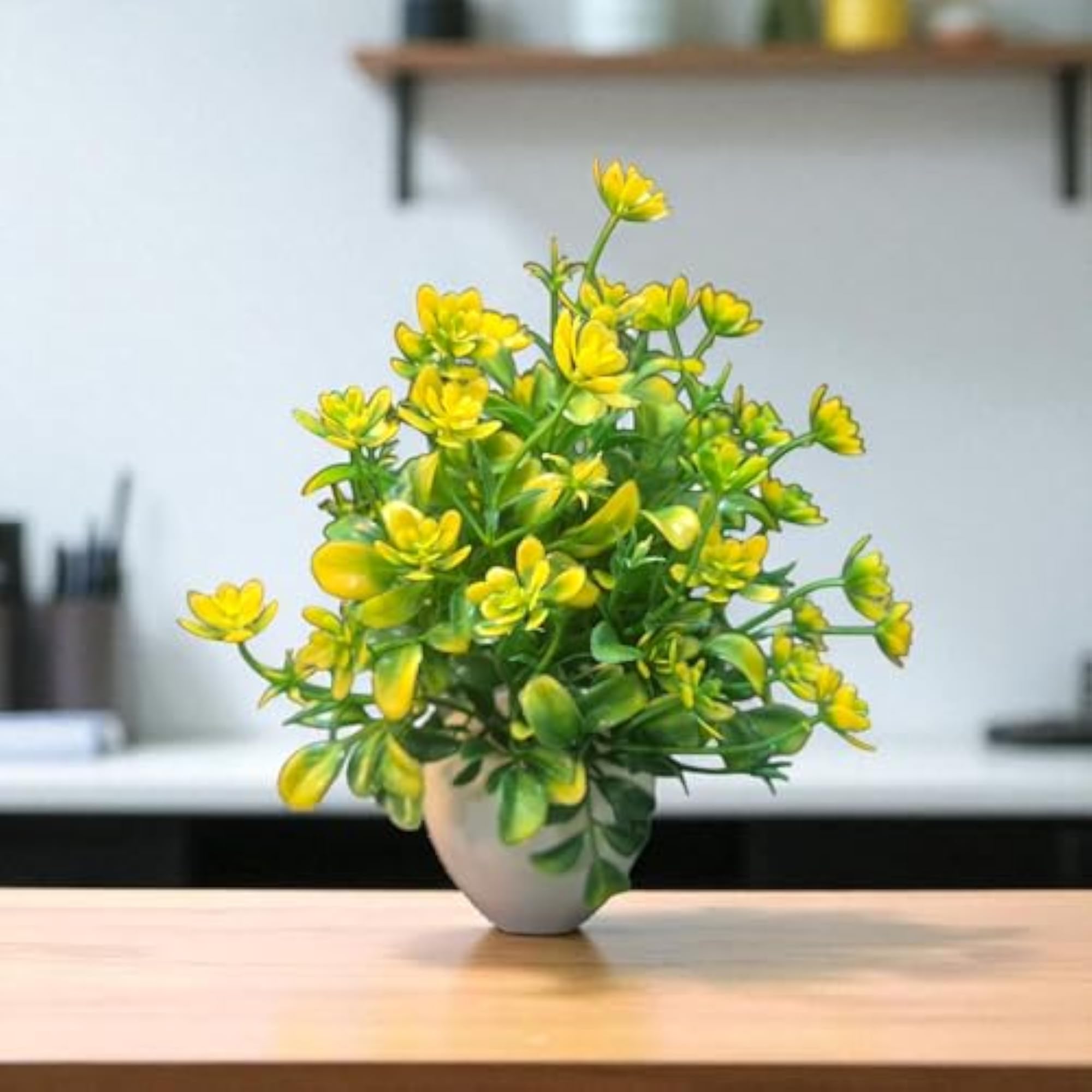 Artificial Plant with White Pot, Decorative Flower Pot for Home