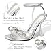 ZURIN Women's Rhinestone Bow Heels Square Toe Clear Heeled Sandals Slingback High Heels Dress Party Evening Prom Crystal Shoes