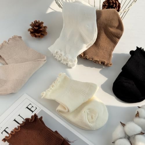OZS Ruffle Ankle Socks Women - Cute Crew Frilly Sock - Low Cut Breathable Cotton Socks 6 Pairs 5