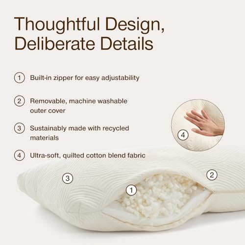 Image of Coop Home Goods Adjustable Latex Cut-Out Pillow King, Talalay Latex & Microfiber Fill, Ergonomic Shoulder Cut-Out, Naturally Cooling, Eco-Friendly, Medium Firm for Side Sleepers, GREENGUARD Gold