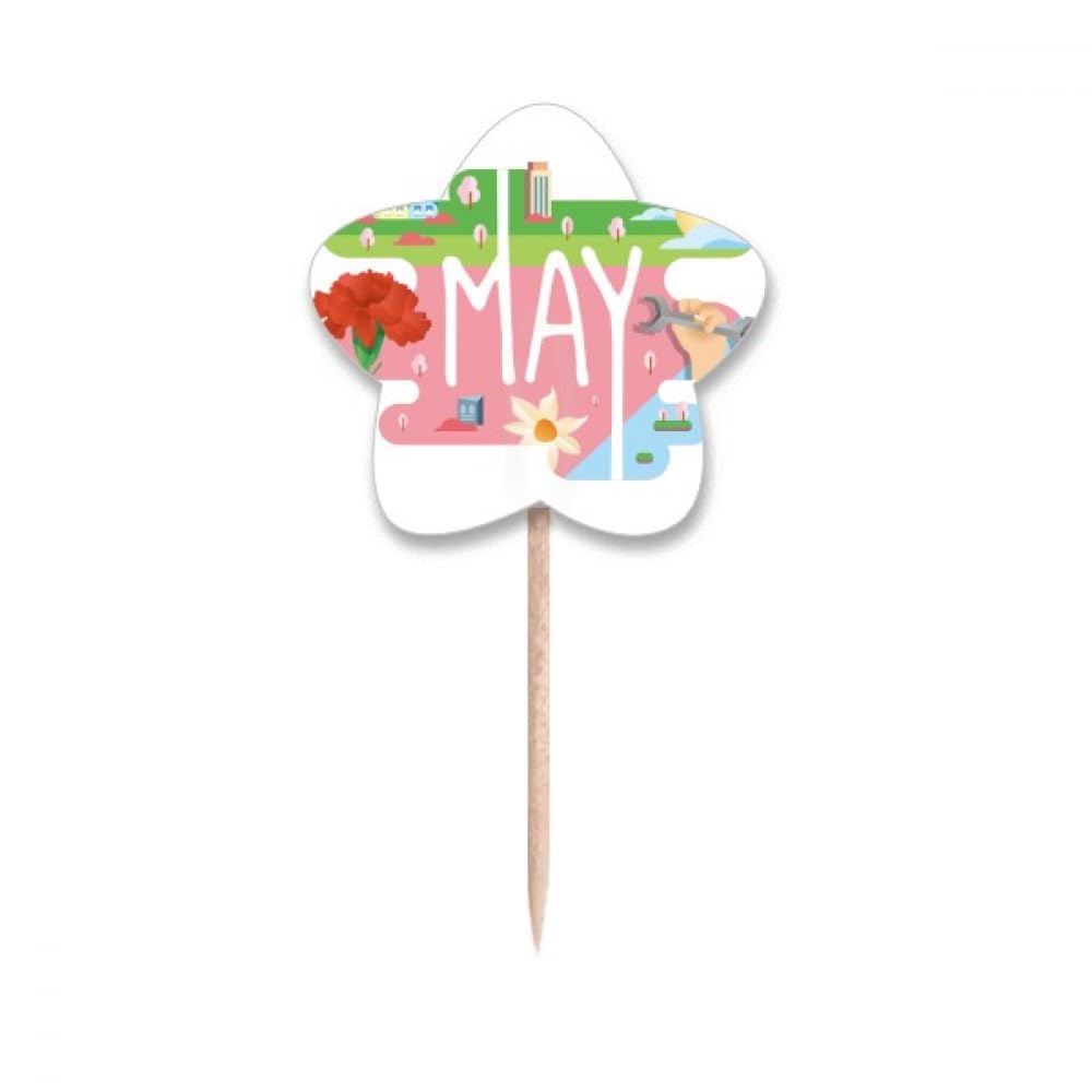 Cure-dents drapeaux étoile Mai Mois de l'année pour décoration de cupcake