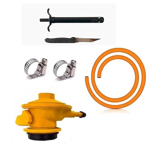 HS CRAFTS regulator and 1.5-meter Pipe 2 Pipe Clamps for Your Home Red regulator orange pipe steel clamps (6)