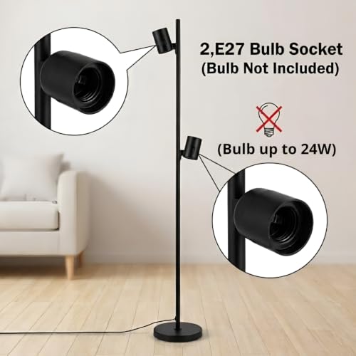 Image of XERGY Minimalist Modern Rice Paper Floor Lamp | Elegant Design | 2, E27 Bulb Socket | Stable Heavy Base for Bedroom, Office & Living Room Decor (Height- 145cm, Bulb Not Included)