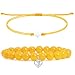 SNXPPFDC Good Luck Bracelets for Women, Citrine Bracelet for Protection, Handmade String Bracelet, Healing Crystal Bead Heart Charm Friendship Bracelets, November Birthstone (Citrine, Good Luck)