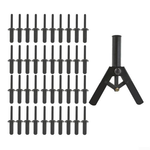 Eawfgtuw Juego de herramientas de remachado manual de 41 piezas con 40 remaches de polioximetileno surtidos, mandíbulas autoajustables y operación con una sola mano para reparaciones automotrices y