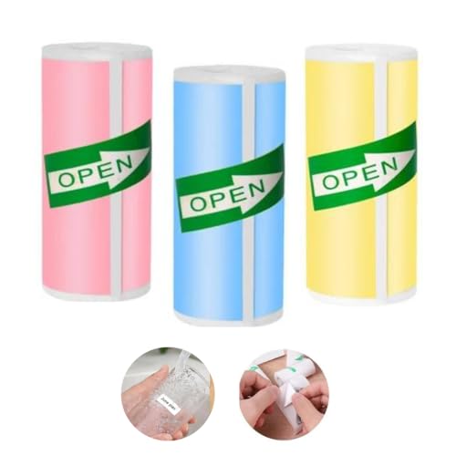 Kit 3 Bobinas Etiqueta Térmicas Adesiva Premium 57x25mm 3 Metros Colorido Rolo Para Mini Impressora