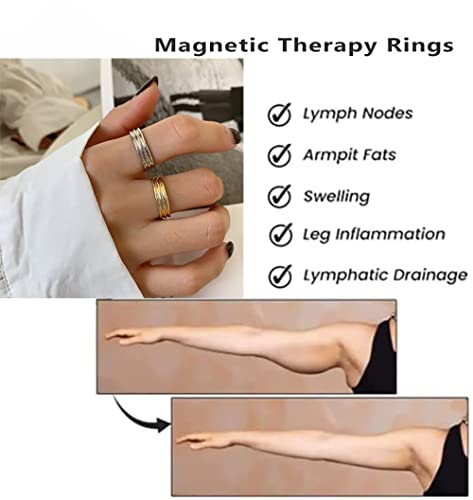 Csiyanjry99 4Pcs Lymphatic Drainage Ring For Women Men,Lymph Detox Ring Therapy Ring For Stress Pain Relief,Slim Open Adjustable Finger Rings (4B) #TOP3