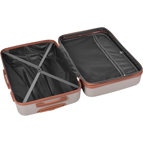 Lightweight and Durable Hardshell Luggage Set, 3-Piece Spinner Suitcases for Travel, 20'' 24'' 28'', Light Brown4