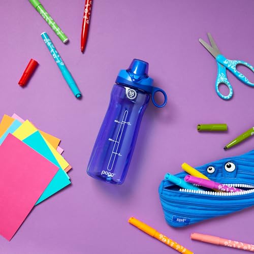 Image of Pogo BPA-Free Tritan Plastic Water Bottle with Soft Straw Lid, 18 Oz, Blue (Pack of 6)