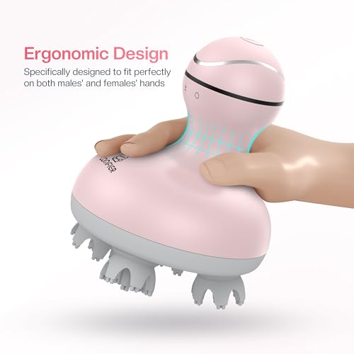 Image of COMFIER Scalp Massager for Hair Growth, Waterproof & Full Body Kneading, 84 Massage Nodes, Handheld Head Scratcher, Cat Massager, Pink