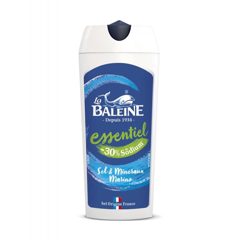 La Baleine Sel Fin Essentiel Réduit en Sodium -30% pour une touche de saveur saine - Saupoudreur 125g - Le Lot De 4