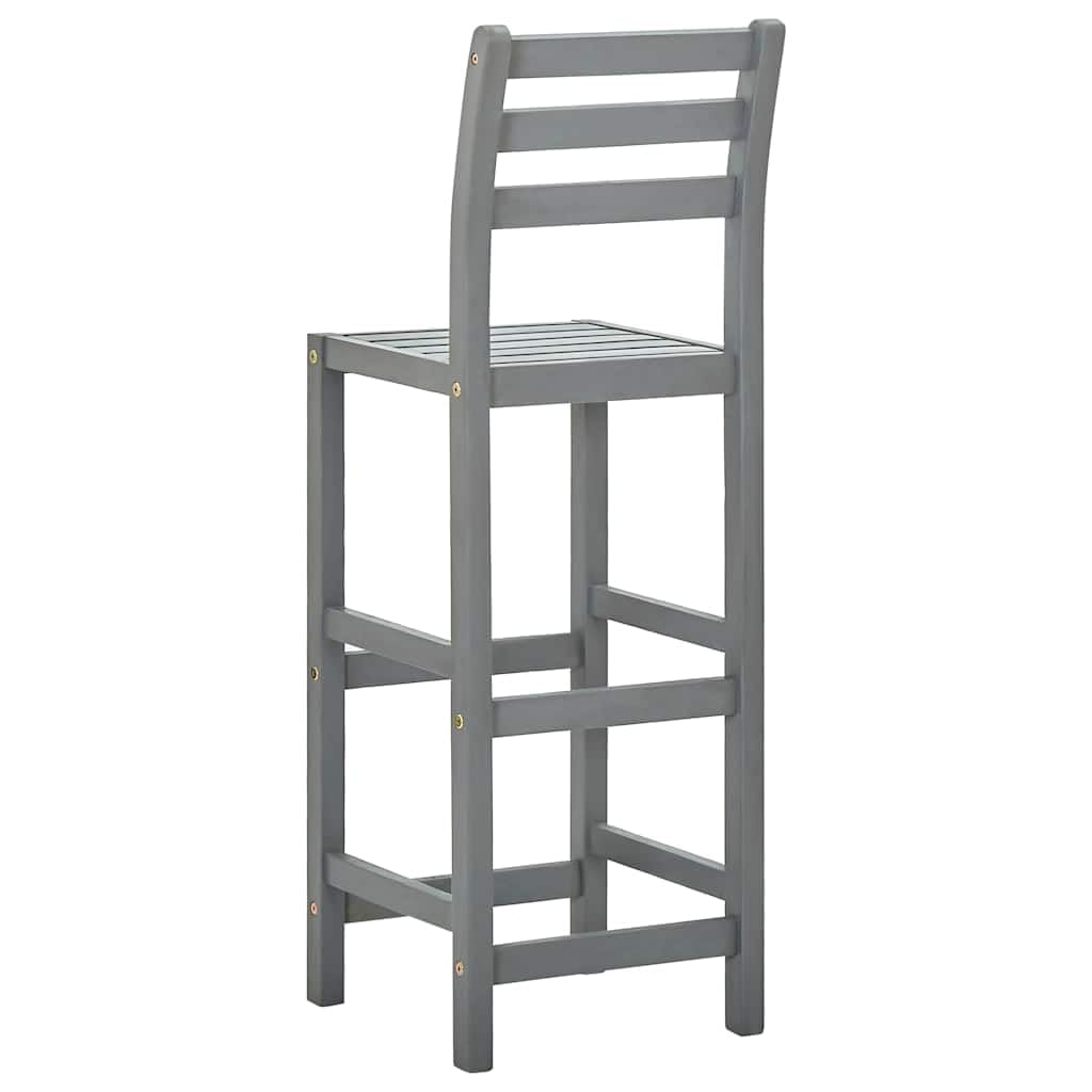 Taburetes de bar 4pcs Madera maciza Acacia Gris con Respaldo