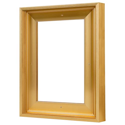 Image of Canvas Frames for 8 inchx10 inchPaintings with 0.6 inch~0.9 inch Deep Gold | VAREIHNAZ Canvas Floater Frames for 8 inchx10 inchCanvas Paintings,Floating Frames for Wall Decor,No Glass or Back(Gold)