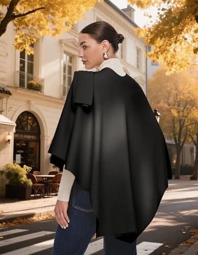 PULI Womens Large Cross Front Poncho Sweater Wrap Topper Knitted Elegant Shawls Cape for Fall Winter4