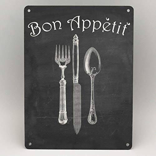 HNNT Bon Appetit Plaque de Cuisine rétro Vintage en métal avec Citation Alimentaire Cadeau Maison Vintage 20 x 30,5 cm Cover