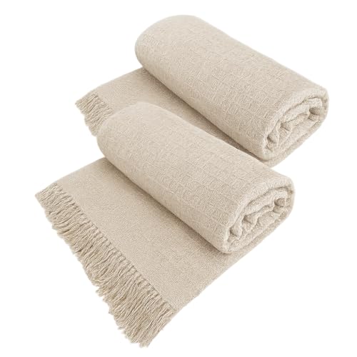 Decolab Kit 2 Mantas Sofá Básica Algodão Decorativa | Cobertor de Malha Super Macio Decoração Sala e