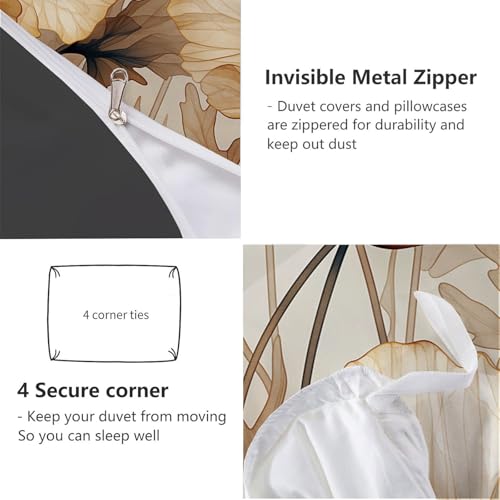 Housse de couette coquelicots 3D motif imprimé en microfibre douce avec zip - 7
