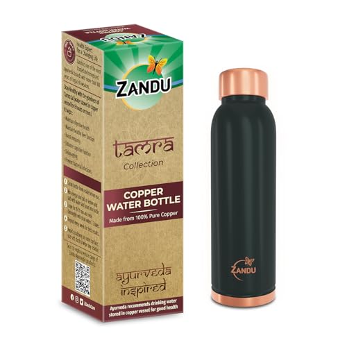Zandu Copper Bottle (Green): Prepared with 100% Pure Copper | Useful in Promoting Overall Health (Pack of 950 ml)