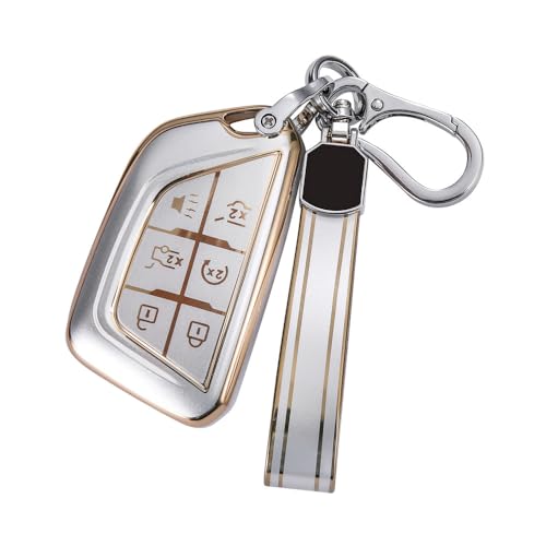 Image of Tpu key fob cover Compatible with Cadillac 2020 2022 CT5 CT6 XTS XT4 XT5 XT6 ATS Escalade ESV accessories keychain (gold)