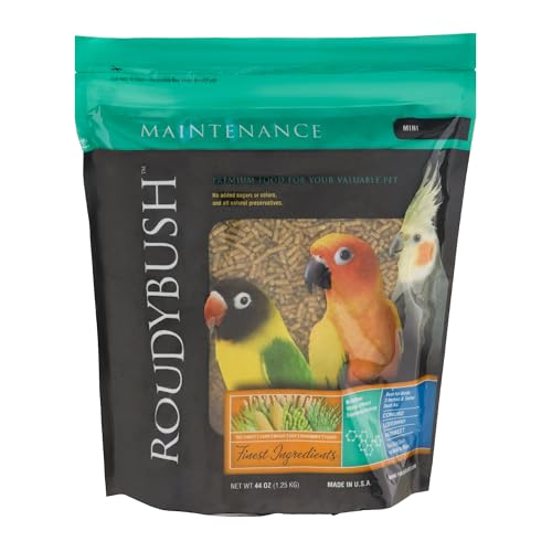 RoudyBush Daily Maintenance Food for Birds – Scientifically Formulated Bird Feed – Bird Food Pellets w/Corn, Wheat, Soy & More – Nutritious & Healthy Feed for Birds (Mini, 44oz)