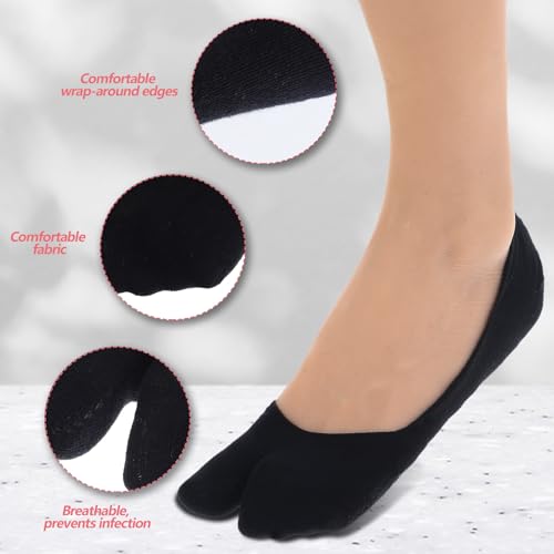 4 Pairs Flip Flop Socks, 4 Colors Tabi Socks, Low Cut Flop Sock, Japanese Toes Separated Sock for Flip-Flop and Geta, Non Slip No Show Stocking for Women and Men (Black, White, Gray, Flesh-Pink)4