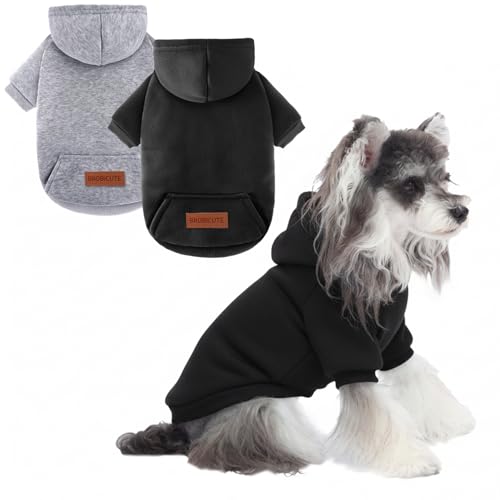 Image of 2 Pack Dog Hoodie Warm Hood Dog Sweater Cold Weather Small Dogs Sweatshirt Comfort Pet Clothes for Small Medium Dogs with Pockets Cats Chihuahua Clothes for Male Female Girl Boy Sporty Daily Wear