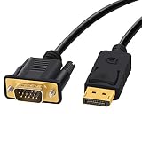 DisplayPort to VGA, FOBOIU DisplayPort to VGA Adapter 3 Feet Display Port to VGA Connects DP Port from Desktop or Laptop to Monitor or Projector with VGA Port (Color: Black, Tamaño: 3 feet)