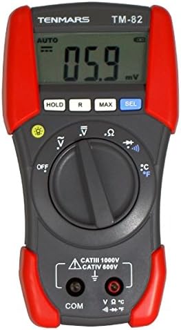 Digital Multimeter, ACV, DCV, Resistance, Diode, Continuity, Temperature, Range Hold, Data Hold, Max, LCD Backlit Display, with Maximum Reading of 1999
