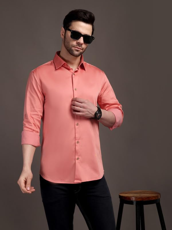 Image of The Stripp & Co Men's Full Sleeve Cotton Solid Shirt | Regular Fit Casual | Soft & Breathable Fabric | Button-Down Collared Formal,& Office Wear | Everyday Shirt | Sizes M to 2XL