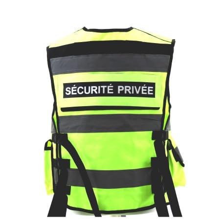 Gilet haute visibilité SECURITE PRIVEE jaune réfléchissant et ajustable