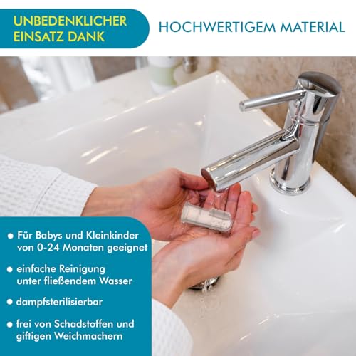O³ Fingerzahnbürste Baby, 6 Stück mit Transportboxen, Mundpflege Bürste aus BPA-freiem Silikon, Finger Toothbrush, Zahnpflege Fingerling ab 6 Monaten, Babyzahnbürste zur Reinigung und Massage