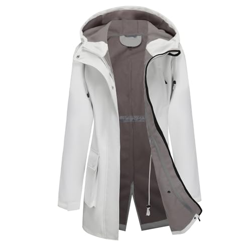 CHIGUO Women's Lightweight Winter Wasserdichte Jacken Warme gefütterte Mäntel mit Kapuze Softshell Lange Regenjacke