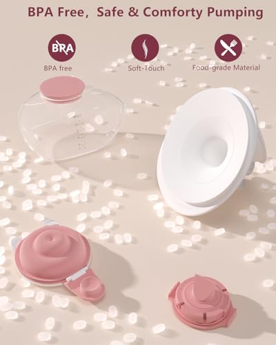 Image of 2 Pack 21mm Full Breast Pump Kits Compatible with Momcozy Upgraded Mobile Flow M9, Upgraded M9 Full Set Parts Including 21mm FlnageX2, Red ValveX2, Red DiaphragmX2, Container with Silicone LipX2