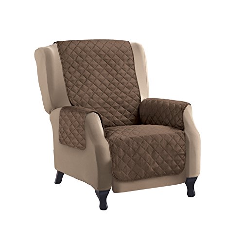 Collections Etc Reversible Quilted Furniture Protector Cover, Chocolate/Tan, Recliner