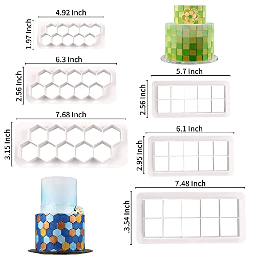 LaVenty 9 PCS Texture Mat Fondant Impression Mat Cake Border Decorating Tool Cake Mold Cookie Cutter Cake Fondant Cutter