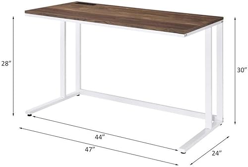 Miniatura 10 de Acme Tyrese Escritorio rectangular de madera con puerto USB en nogal y blanco