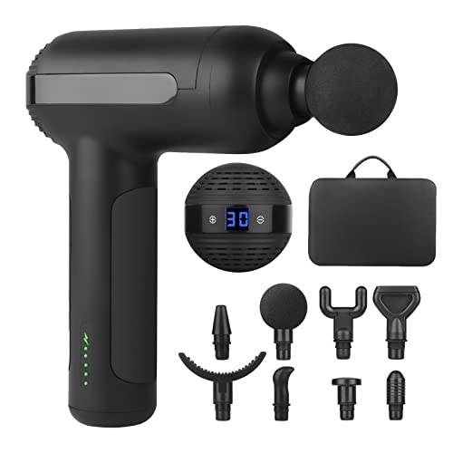 Massagepistole, Leise und Tragbare Muskel massage gun, 30 Geschwindigkeiten Massagepistole, mit 8 Massageköpfen, Für Nackenmassage, Rückenmassage und Tiefengewebemassage Cover
