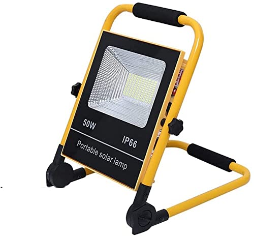 ZAKSEM Luces LED portátiles Luces de inundación de Trabajo Recargables a Prueba de Agua con Panel Solar, 3 Modos de luz, Apagado automático del anochecer al Amanecer, Reflector para Campa