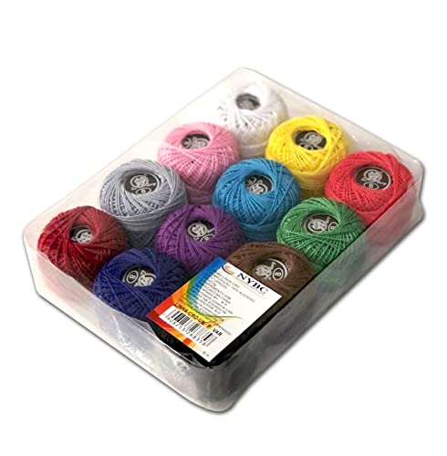 NYBC Estojo Linha Bordado Com 12 Rolos De 40m Fino Diversas Cores