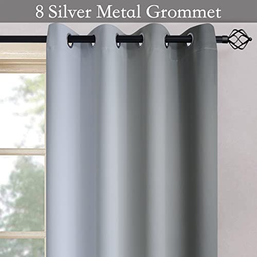 Image of SimpleHome Ombre Grey to Grey White Curtains for Living Room 52Wx54L | Room Darkening Curtains for Bedroom,Gradient Light Blocking Curtain,Thermal Insulated Grommet Window Drapes,2 Panels,54 Inch