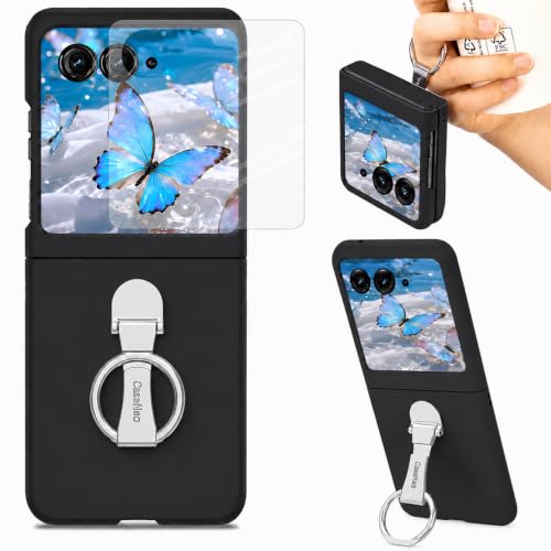 Fofvccv for Samsung Galaxy Z Flip 8 Case with Screen Protector ZJM Black