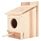 Brrnoo Bird House, sin Madrigueras, Material de Troncos Naturales, un Diseño de Pendiente, Se Puede Instalar en Cercas, árboles, Pilares o Cualquier Lugar